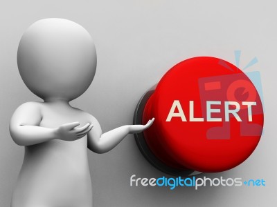 Alert Button Shows Warning Hazard Or Notice Stock Image