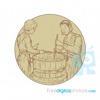 Alewife Brewing Beer Drawing Stock Image