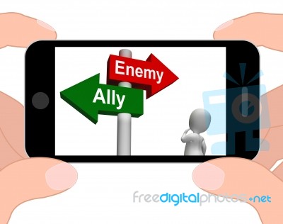 Allied Enemy Signpost Displays Friend Or Foe Stock Image