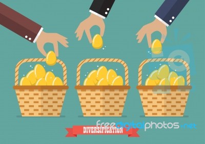 Allocating Eggs Into More Than One Basket Stock Image