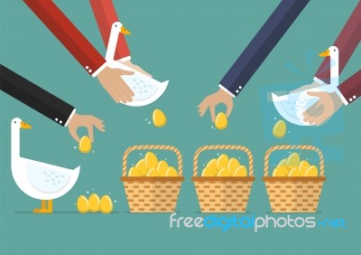 Allocating Golden Eggs Into More Than One Basket Stock Image