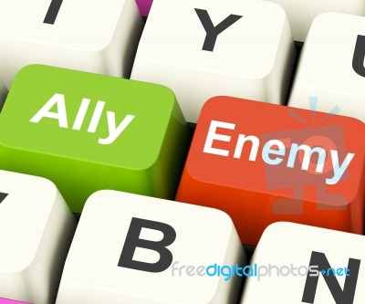 Ally Enemy Keys Mean Partnership And Opposition Stock Image Ally Enemy Keys Mean Partnership And Opposition Stock Image
