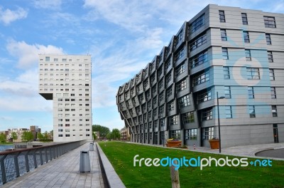 Almere, Netherlands - May 5, 2015: Exterior Of Modern Apartment Stock Photo Almere, Netherlands - May 5, 2015: Exterior Of Modern Apartment Stock Photo