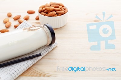 Almond Milk Background Stock Photo