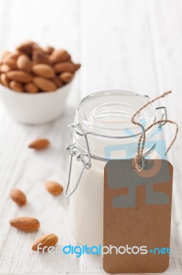 Almond Milk Organic Healthy Nut Vegan Vegetarian Drink Stock Photo