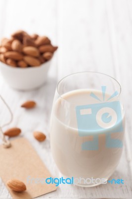 Almond Milk Organic Healthy Nut Vegan Vegetarian Drink Stock Photo
