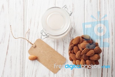 Almond Milk Organic Healthy Nut Vegan Vegetarian Drink Stock Photo