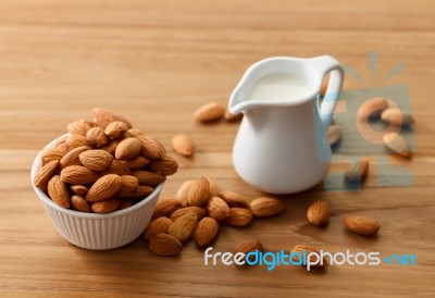 Almond Milk Organic Healthy Nut Vegan Vegetarian Drink Stock Photo