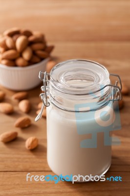 Almond Milk Organic Healthy Nut Vegan Vegetarian Drink Stock Photo