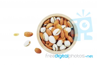 Almond Mixed On White Background Stock Photo