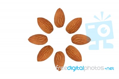 Almond Nut Fruit Organic Healthy Snack Vegan Isolated Stock Photo