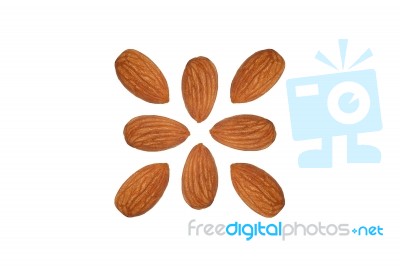 Almond Nut Fruit Organic Healthy Snack Vegan Isolated Stock Photo