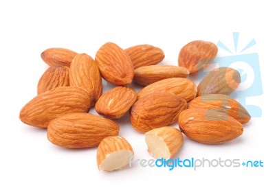 Almond Nuts Isolated On White Background Stock Photo