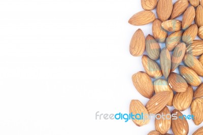 Almond Nuts Isolated On White Background Stock Photo