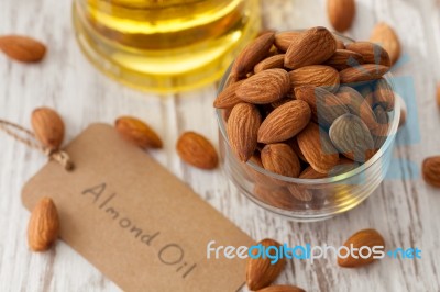 Almond Oil Organic Healthy Nut Vegan Vegetarian Healthy Stock Photo