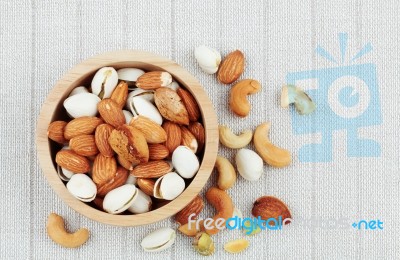 Almond On Tablecloth Stock Photo