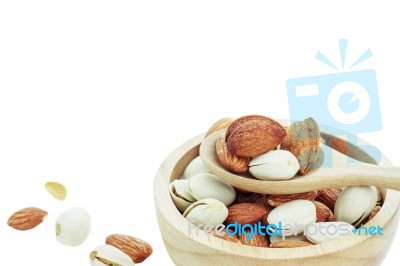 Almond On White Background Stock Photo