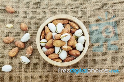 Almonds In A Bowl Stock Photo