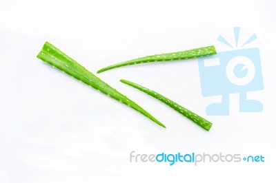 Aloe Vera Fresh Leaves  Isolated On White Background Stock Photo