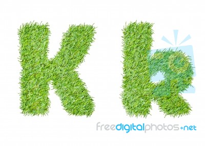 Alphabet From The Green Grass. Isolated On White Stock Photo