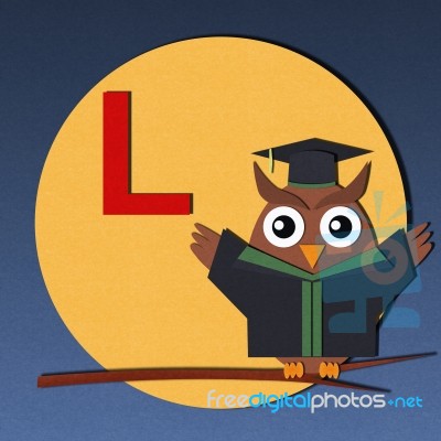 Alphabet L And Graduates Owl Stock Image