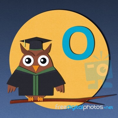 Alphabet O And Graduates Owl Stock Image