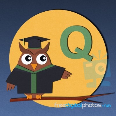 Alphabet Q And Graduates Owl Stock Image