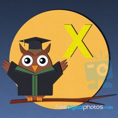 Alphabet X And Graduates Owl Stock Image