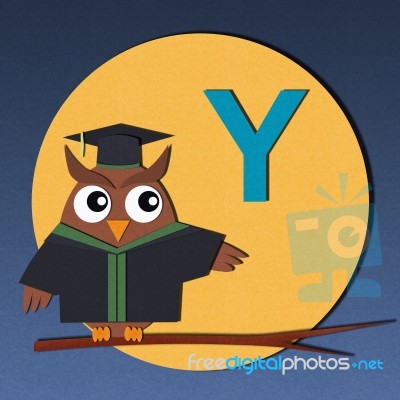 Alphabet Y And Graduates Owl Stock Image