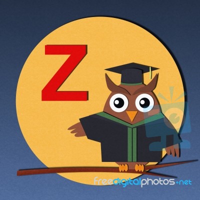 Alphabet Z And Graduates Owl Stock Image