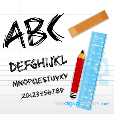 Alphabets With Stationery Stock Image
