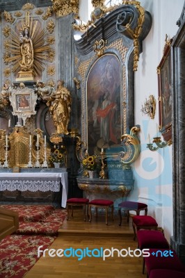 Altar In The Catholic Church In Attersee Stock Photo