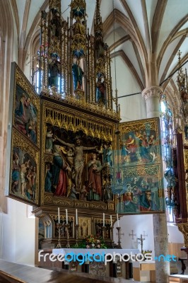 Altar In The Maria Hilf Pilgrimage Church In Hallstatt Stock Photo