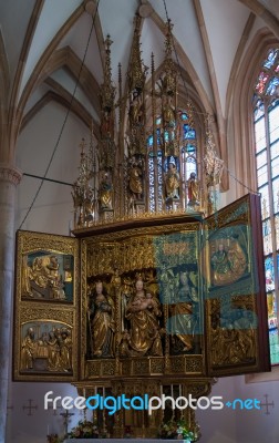 Altar In The Maria Hilf Pilgrimage Church In Hallstatt Stock Photo