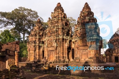 Amazing Temple  Ancient Bayon Castle, Angkor Thom, Siem Reap, Cambodia Stock Photo