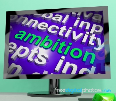 Ambition Word Cloud Screen Means Target Aim Or Goal Stock Image