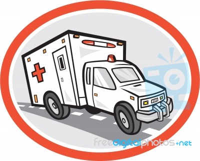 Ambulance Emergency Vehicle Cartoon Stock Image