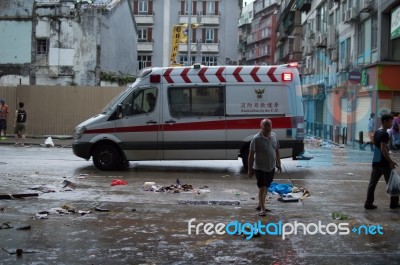 Ambulance Of The Macau Fire Department Stock Photo