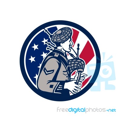 American Bagpiper Usa Flag Icon Stock Image