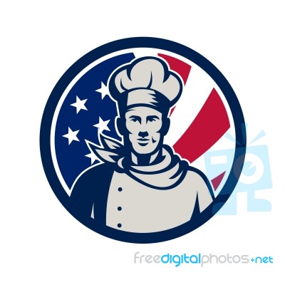 American Baker Chef Usa Flag Icon Stock Image