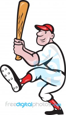 American Baseball Player Batting Cartoon Stock Image