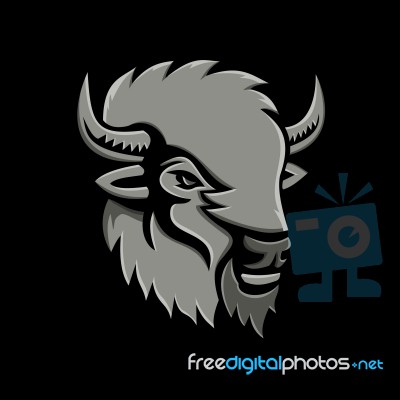 American Bison Head Metallic Icon Stock Image