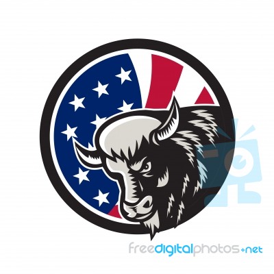 American Buffalo Usa Flag Icon Stock Image