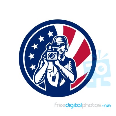 American Cameraman Usa Flag Icon Stock Image