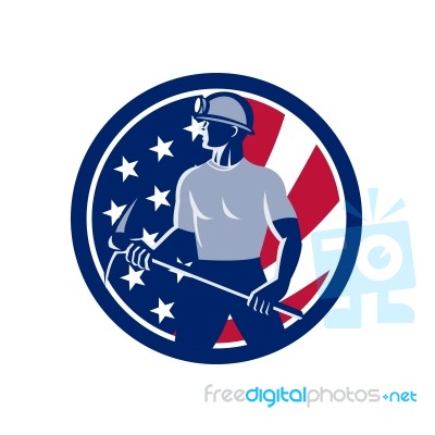 American Coal Miner Usa Flag Icon Stock Image