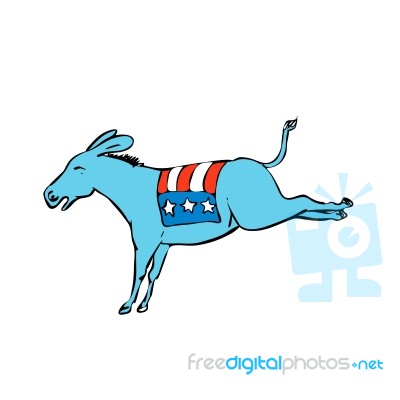 American Donkey Kicking Color Drawing Stock Image
