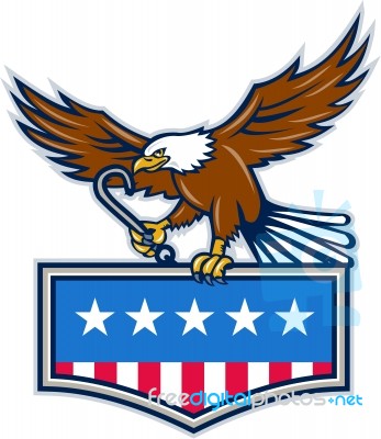 American Eagle Towing J Hook Usa Flag Retro Stock Image