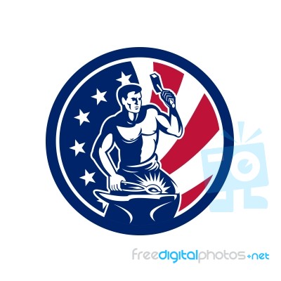 American Farrier Usa Flag Icon Stock Image