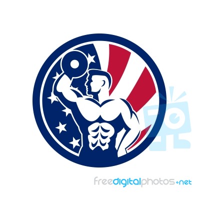 American Fitness Gym Usa Flag Icon Stock Image