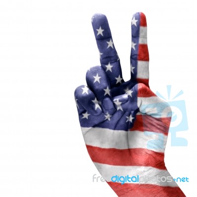 American Flag On Hand Stock Photo
